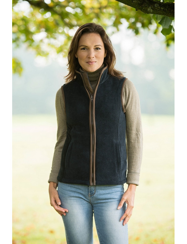 Classic and stylish fleece vest with nubuck edges for ladies.